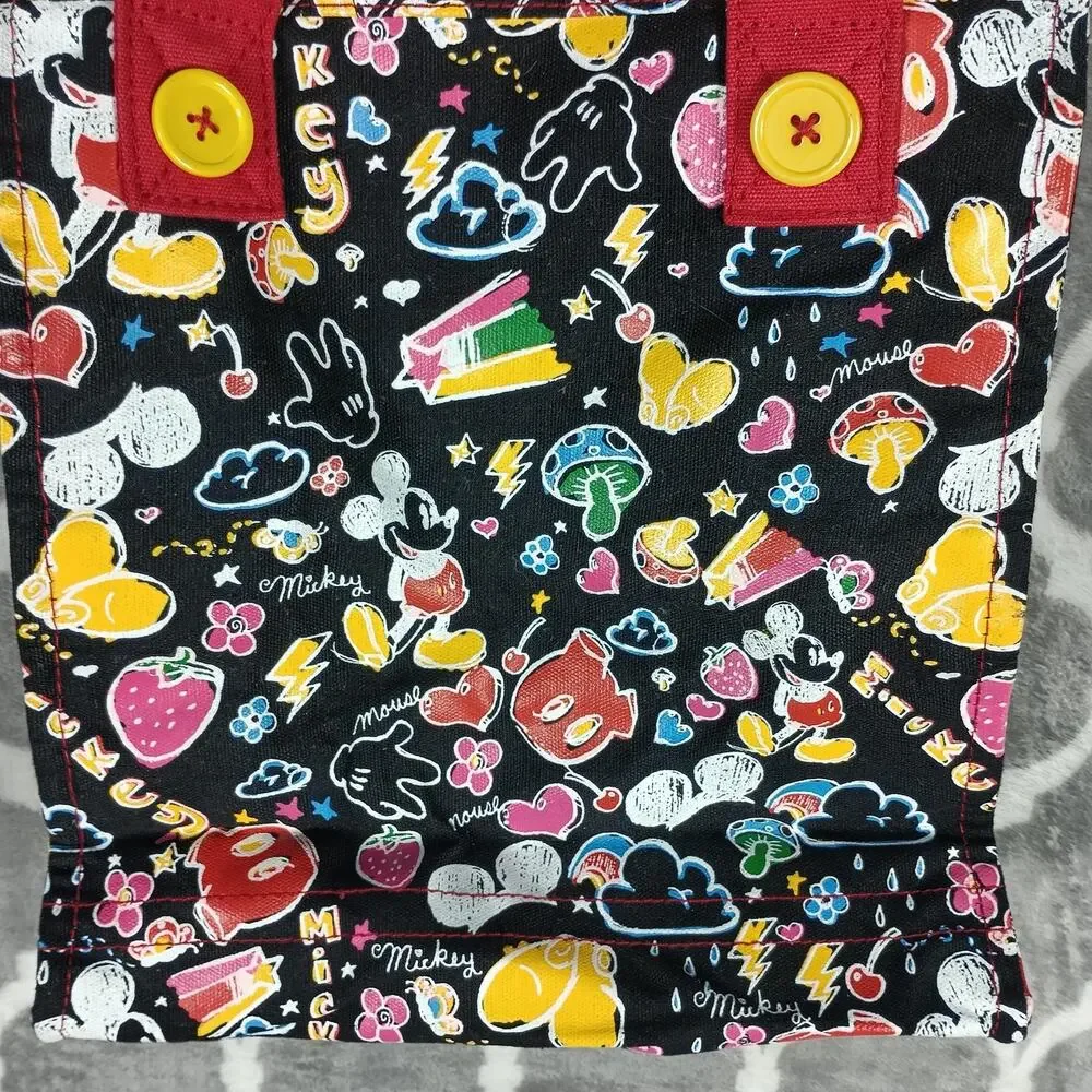 Disney Mickey Mouse Tote Bag Womens Black Red Multicolor Canvas Print - Picture 5 of 8
